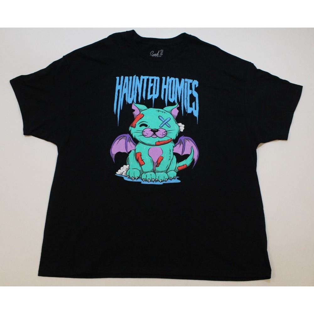 Haunted Homies Men's 3xl T-Shirt Black Send It Society Cat